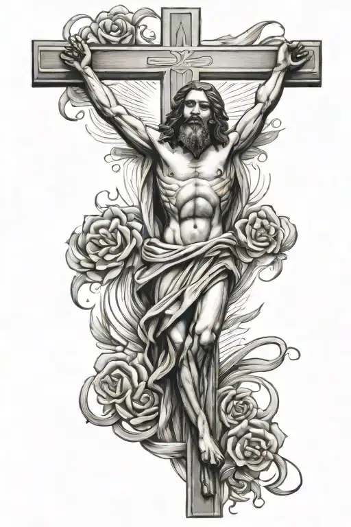 crucifix jesus laugh i smile tattoo design idea
