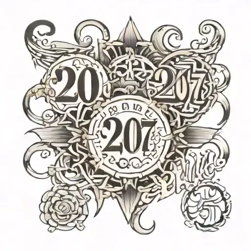 The following text displayed in rows above each other - "20:17" "23/04" and "2024" tattoo design idea