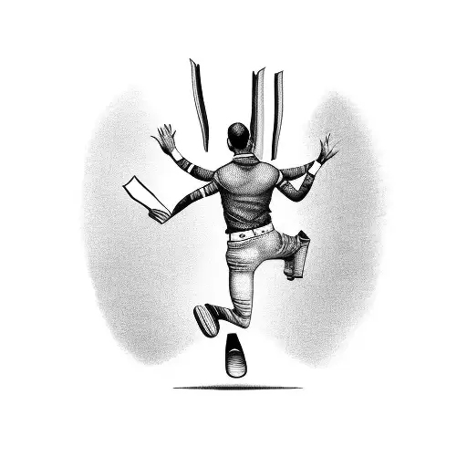 A black-grey tattoo of a cricket player jumping out of a book tattoo design idea