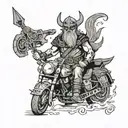 harley davidson, Thor, Odin, Viking warrior wielding tattoo design idea