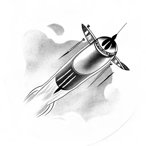 Big ben rocket flying in space tattoo design idea