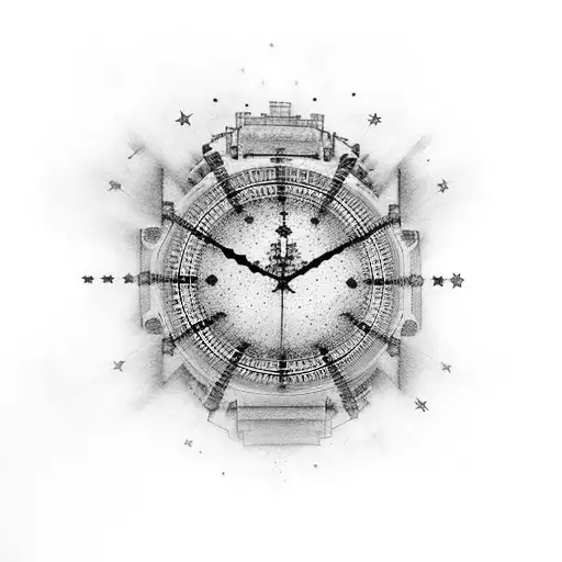 big ben in the galaxy tattoo design idea