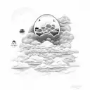 clouds  ,haunted cemetery, tattoo design idea