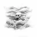 clouds  ,haunted cemetery, tattoo design idea