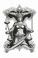 Blindfolded justice tattoo design idea