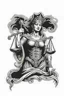 Blindfolded justice tattoo design idea