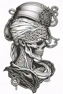 Dead justice blindfolded tattoo design idea