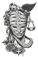 Dead justice blindfolded tattoo design idea