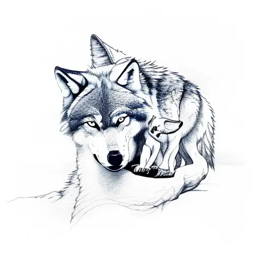 wolf and child tattoo design idea