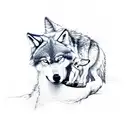 wolf and child tattoo design idea