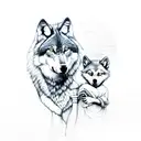 wolf and child tattoo design idea