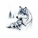 wolf and child tattoo design idea
