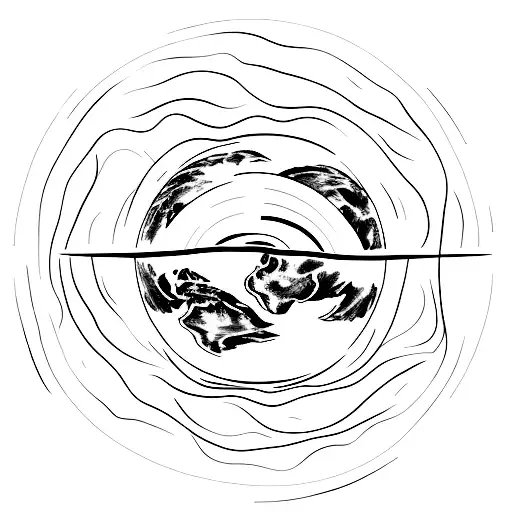 A minimalist tattoo of a planet Earth with soundwaves emanating from it tattoo design idea