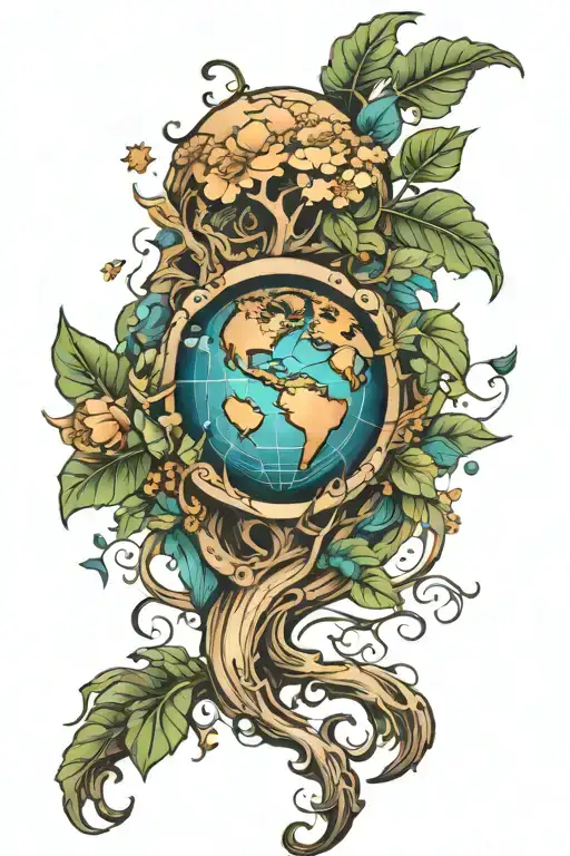mother earth globe tattoo design idea