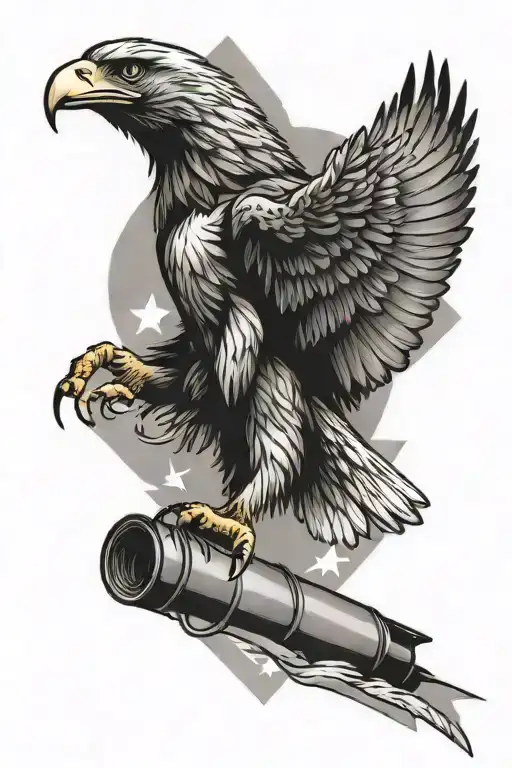 An eagle soaring over a gym filled with workout equipment and motivational quotes, representing freedom and strength tattoo design idea