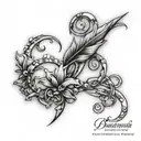 handscript cursive In Loving Memory Of Deondrah 0 1 binary numbers tattoo design idea