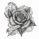 handscript cursive In Loving Memory Of Deondrah RIP cross and rose tatto  tattoo design idea
