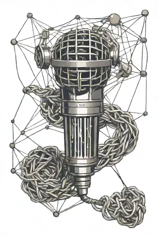 A microphone cord tangled in a web, symbolizing feeling trapped by others' expectations tattoo design idea