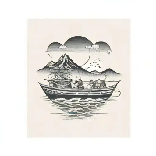 row the boat tattoo design idea