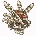 skeleton hand with finger interlock tattoo design idea