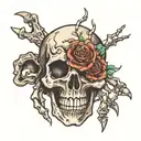 skeleton hand with finger interlock tattoo design idea