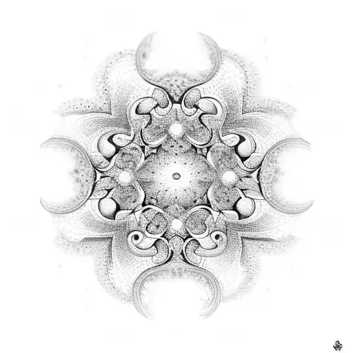 A dotwork tattoo of a mathematical fractal pattern tattoo design idea