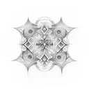 A dotwork tattoo of a mathematical fractal pattern tattoo design idea