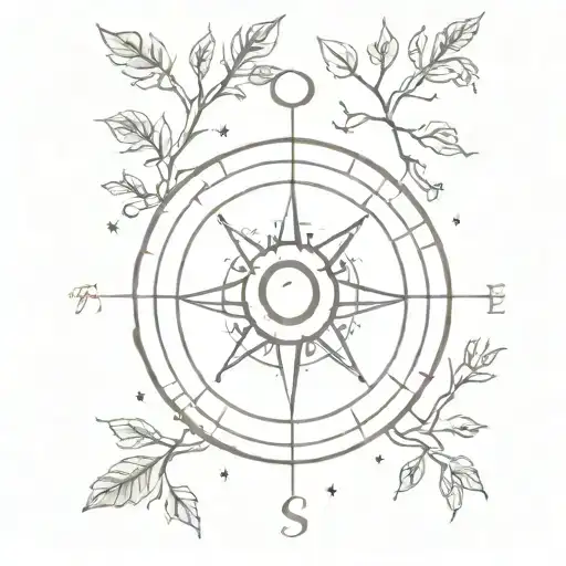 A compass with several branches representing life objectives that I must fulfill for a man tattoo design idea