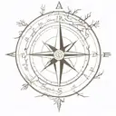 A compass with several branches representing life objectives that I must fulfill for a man tattoo design idea