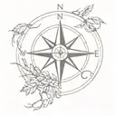 A compass with several branches representing life objectives that I must fulfill for a man tattoo design idea