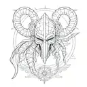 Gladiator and scorpion gods eyes looking tattoo design idea