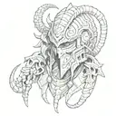 Gladiator and scorpion gods eyes looking tattoo design idea