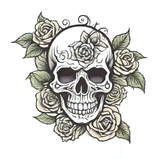 skull and roses Grateful Dead  tattoo design idea