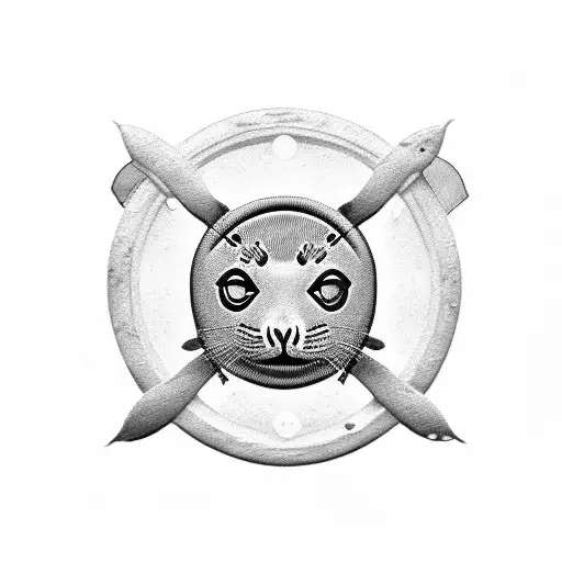 A quality seal with a pearl in the center tattoo design idea