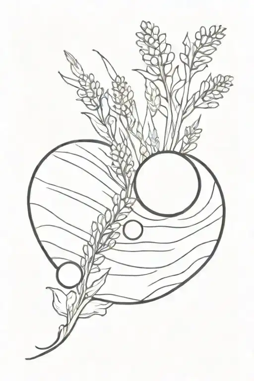 pearl in shell with lavender at the background black  tattoo design idea