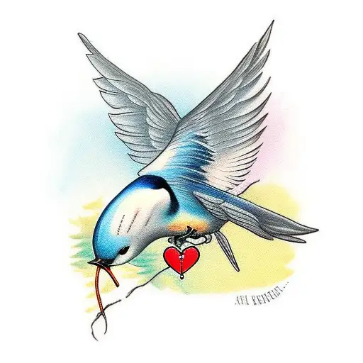 Swallow Bird with a heart tattoo design idea