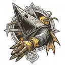 pyramid head inside the hand from death stranding inside the moon from Zelda majora's mask  tattoo design idea