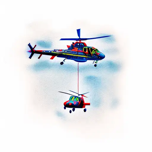 Spanish helicopter with a rescue swimmer tattoo design idea