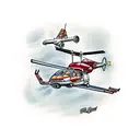Rescue helicopter with a rescue swimmer tattoo design idea