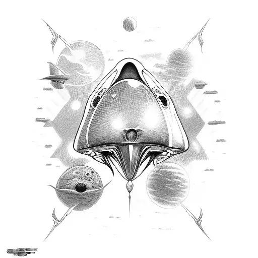 ovni alien soucoupe volante humain abduction tattoo design idea
