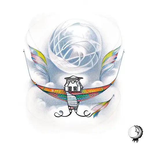 catching the wind in a kite of dreams tattoo design idea