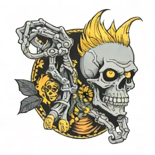 bart with a skull in his hand tattoo design idea