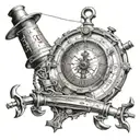 sextant navigation, time clock melting tattoo design idea