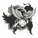 A basketball with wings and a crown, embodying the concept of Basketball Jesus tattoo design idea