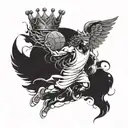 A basketball with wings and a crown, embodying the concept of Basketball Jesus tattoo design idea