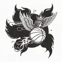 A basketball with wings and a crown, embodying the concept of Basketball Jesus tattoo design idea