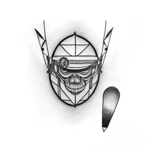A leg sleeve featuring a realistic Gibson Les Paul guitar, jackson king v guitar, pearl maple decade drumset, drum stick tattoo design idea