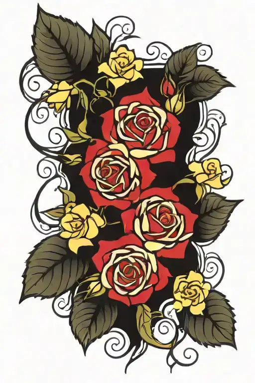 11 red roses and 1 yellow rose tattoo design idea