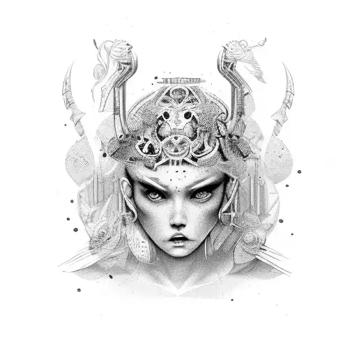 mulher chorando com arma tattoo design idea