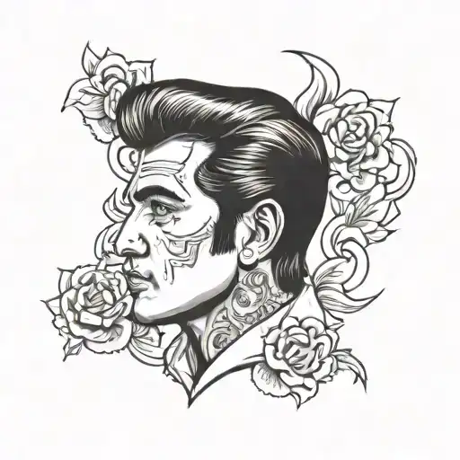 Elvis Presley with face tattoos inspired tattoo design idea